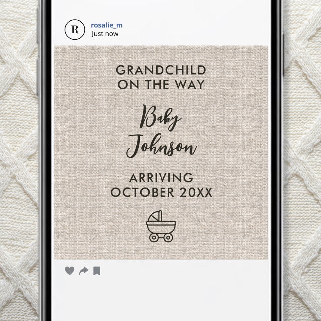 Anúncio Digital Grandchild On The Way Linen Luxury Baby (Criador carregado)