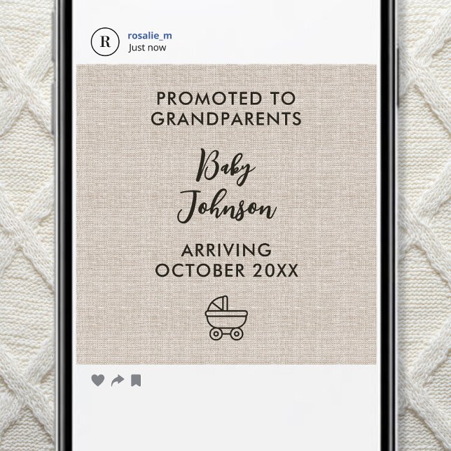 Anúncio Digital Promoted to Grandparents Linen Minimalist (Criador carregado)