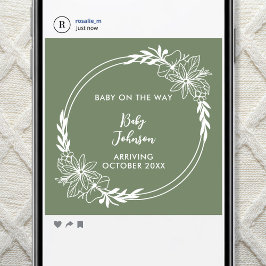 Anúncio Digital Wildflower Green Gender Neutral Pregnancy