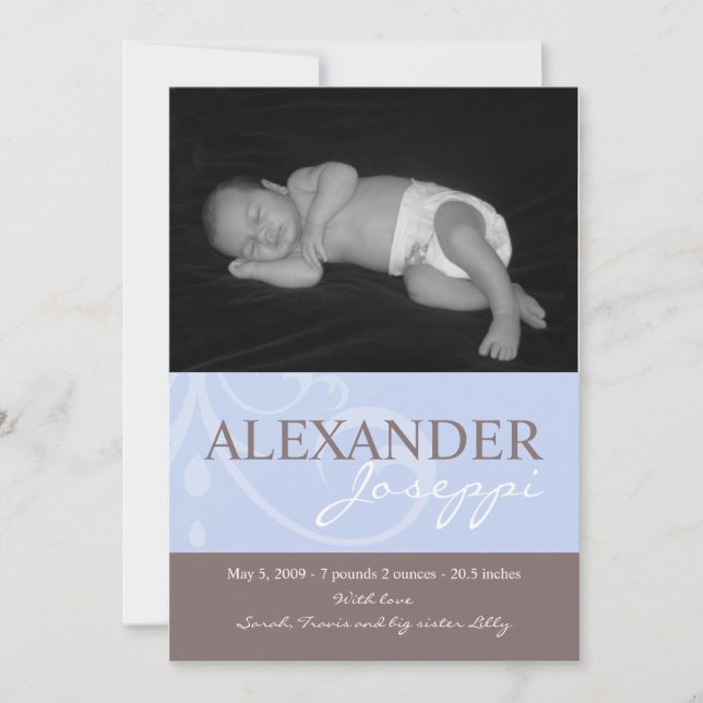 Anúncio do Bebê Azul do Ornamento (Frente)