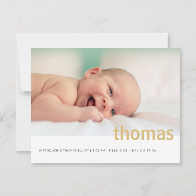 Anúncio do bebê com foto de nome simples (Frente)