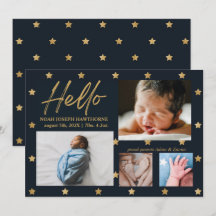 Anúncio do bebê com marinho 4 fotográfico "Olá"