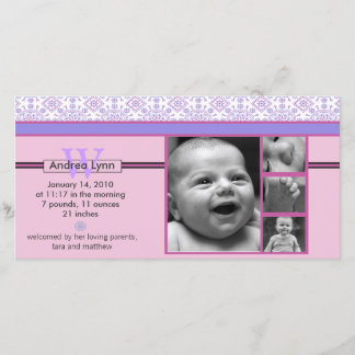 anúncio do bebê com padrão de bandana rosa e púrpu