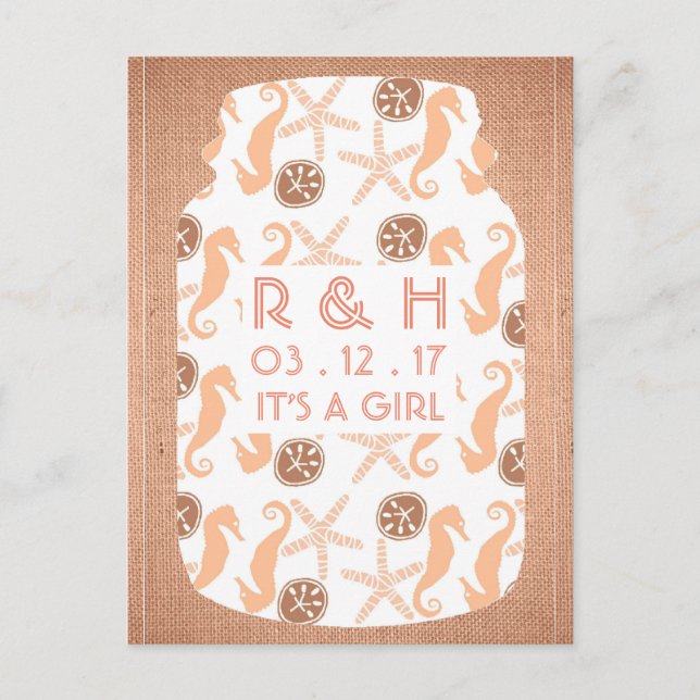 Anúncio do Bebê do Beach Burlap Mason (Frente)