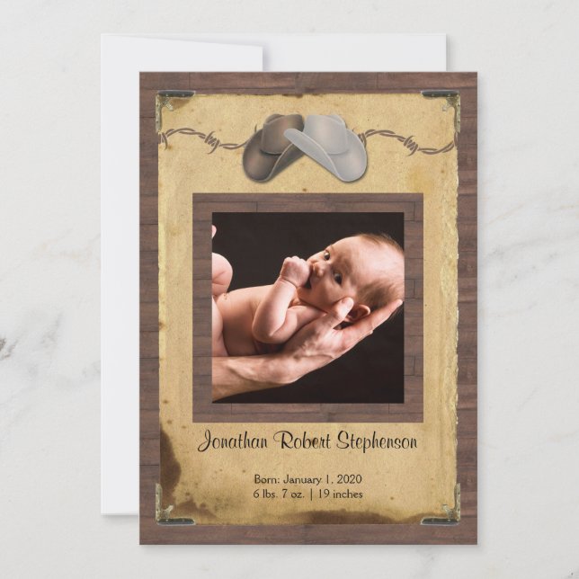 Anúncio do Bebê do Chapéu do Cowboy do País (Frente)