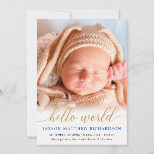 Anúncio do bebê do mundo "olá azul"