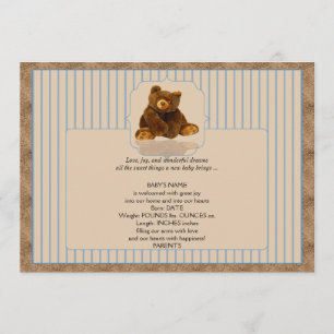 Anúncio do Bebê do Pinstripe Teddy Bear