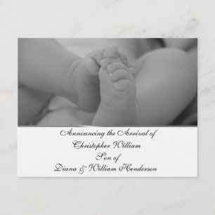 Anúncio do bebê elegante preto e branco