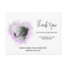 *~* Anúncio do bebê + Obrigado Cartão postal do co