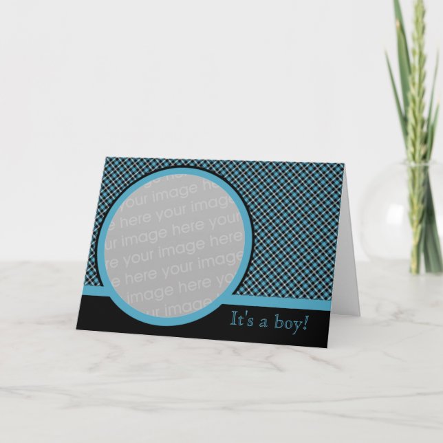 Anúncio do bebê xadrez 2 (Azul) (Frente)