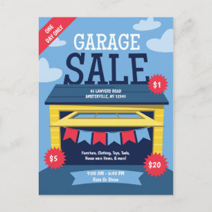 Anúncio do Cartão-postal de Venda de Garagem