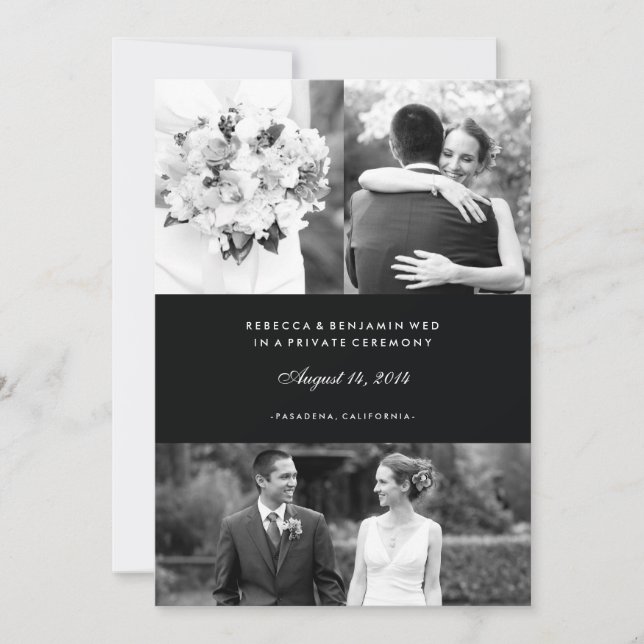 Anúncio do Casamento de várias fotos em preto (Frente)