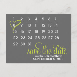 Anúncio do casamento do calendário do verde lim