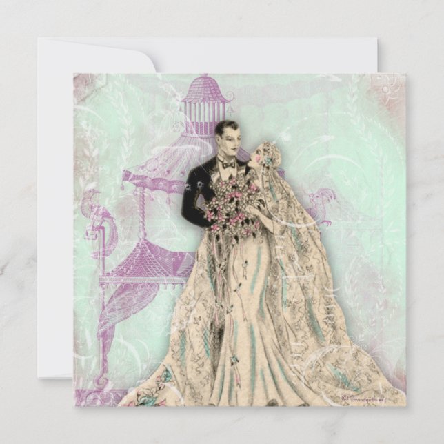 Anúncio do Casamento vintage Gazebo Pagoda (Frente)