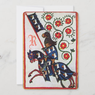 Anúncio Do CAVALEIRO monograma MEDIEVAL AZUL do PERGAMINHO