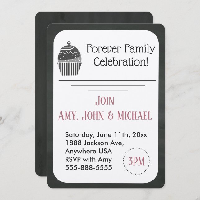 Anúncio do cupcake do quadro do partido da adopção (Frente/Verso)