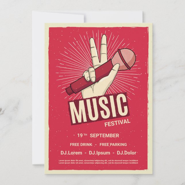 Anúncio do evento musical retrô Convite (Frente)