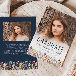 Anúncio do Formando de Foto Azul do Marinho Boho W