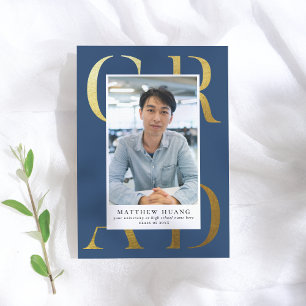 Anúncio do Formando do tipo azul do Marinho Dourad