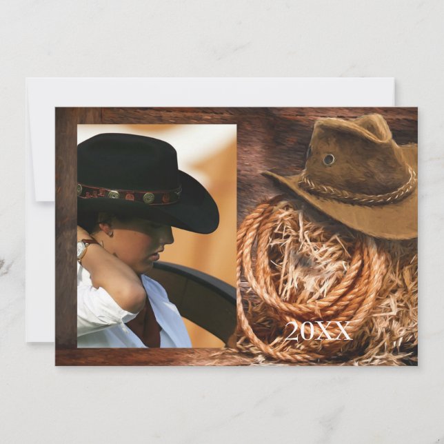 Anúncio do Formando Western Hat e Lasso com Foto (Frente)