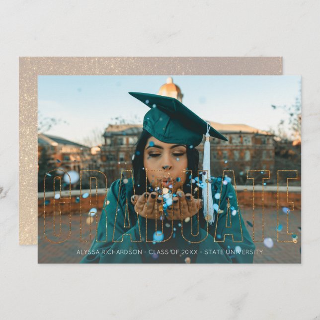 Anúncio do Formando x2 Glitter Dourado e Foto (Frente/Verso)