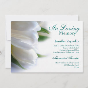 Anúncio do Funeral Memorial Branco Floral