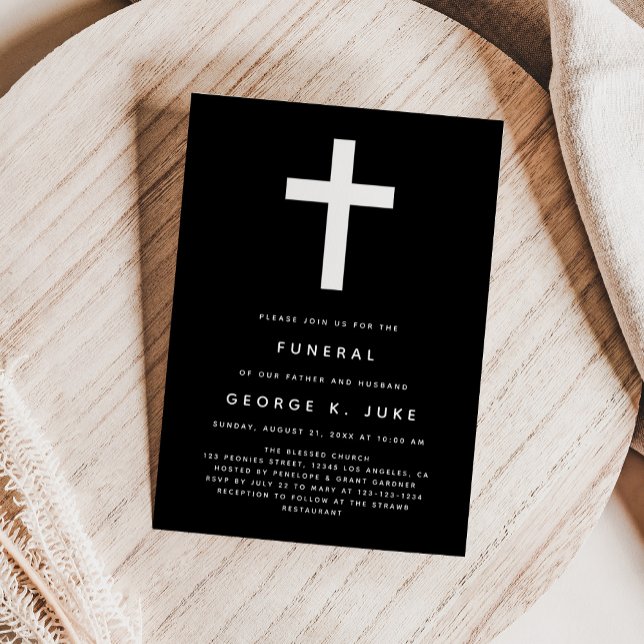 Anúncio do Funeral Moderno Negro E Branco (Criador carregado)