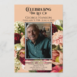 Anúncio do Memorial Floral Funeral do Pêssego Verm