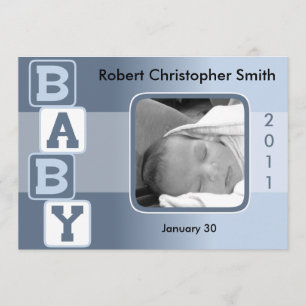Anúncio do nascimento da foto - bebé com blocos