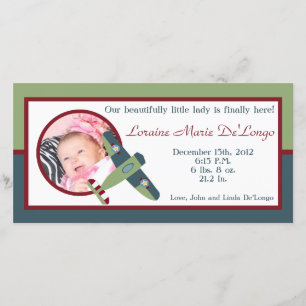 Anúncio do nascimento da foto do avião do vintage