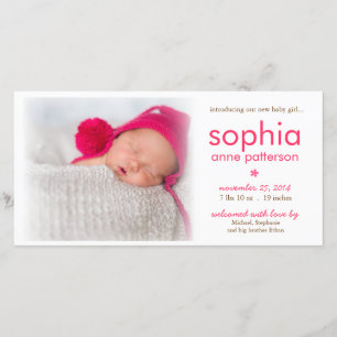 Anúncio do nascimento da foto do bebé da