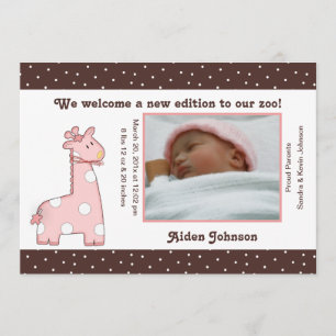 Anúncio do nascimento do girafa (rosa)