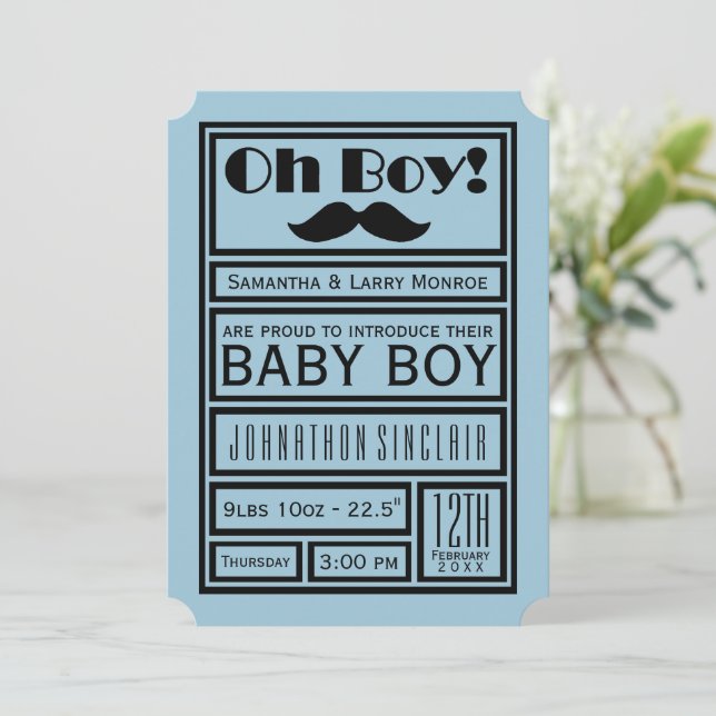 Anúncio do New Baby Boy Black Mustache (Em pé/Frente)