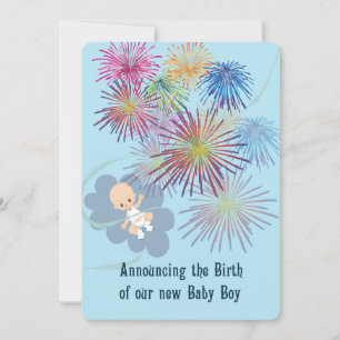 Anúncio do New Baby Boy com Fireworks