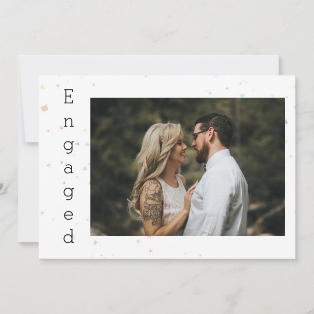 Anúncio do Noivado Confetti Floral cor-de-rosa (Frente)