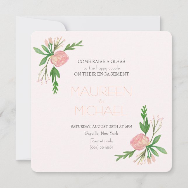 anúncio do noivado de aquarela (Frente)