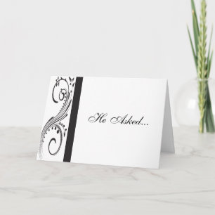 Anúncio do Noivado de espirais preto e branco