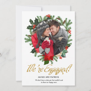 Anúncio do Noivado de Foto em Greenery de inverno