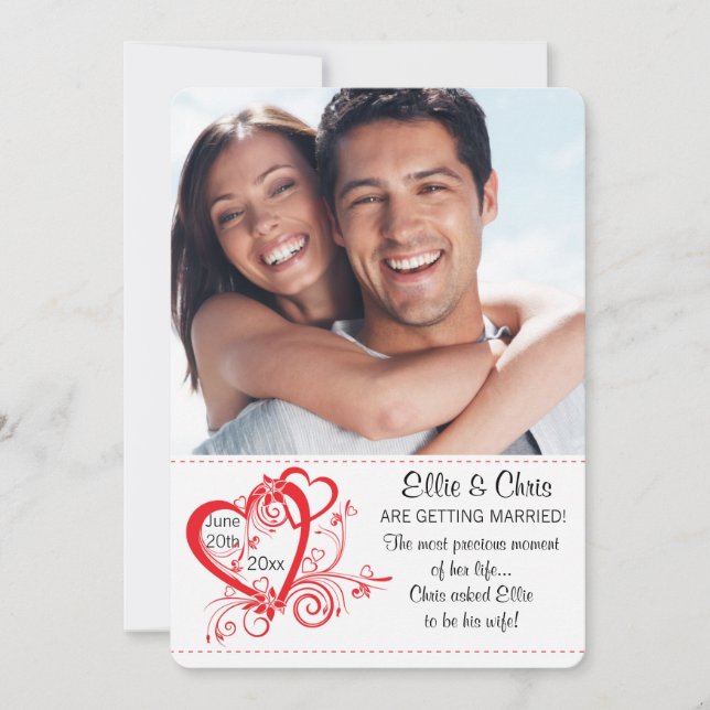 Anúncio do Noivado de Fotografias de Corações Aber (Frente)