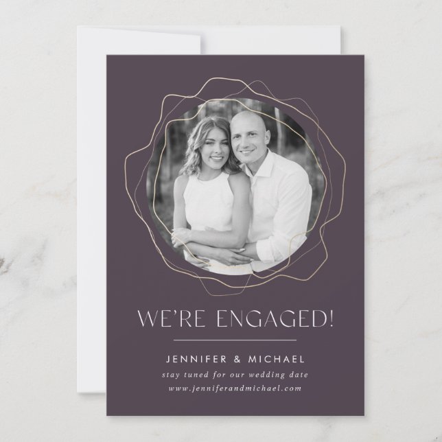 Anúncio do Noivado de Fotos em Círculos abstrato (Frente)