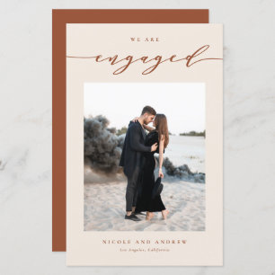 Anúncio do Noivado de Script Boho Terracotta