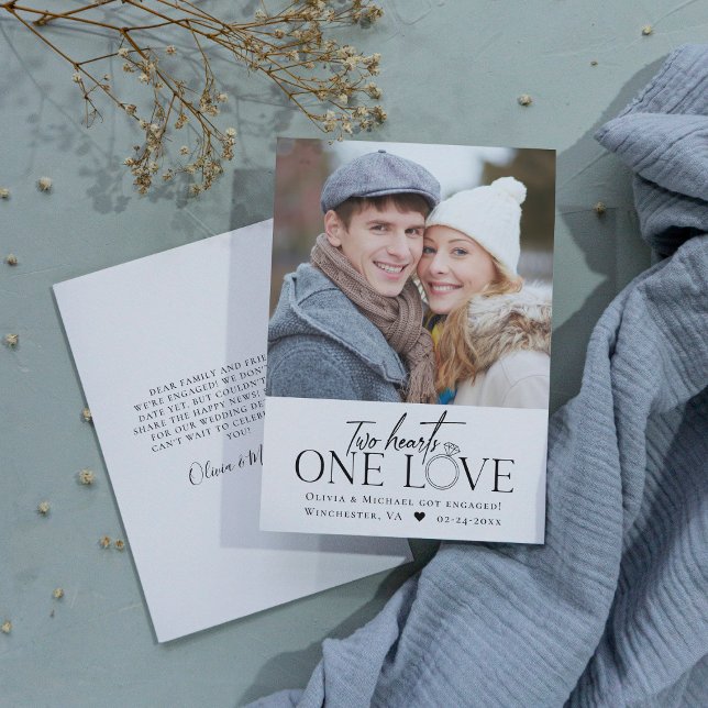 Anúncio do Noivado Fotográfico Dois Corações Um Am (Criador carregado)