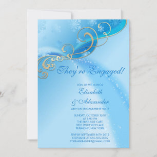 Anúncio do Noivado Moderno Winter Snowflakes