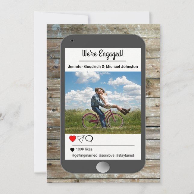 Anúncio do Noivado móvel de fotos de mídia social (Frente)