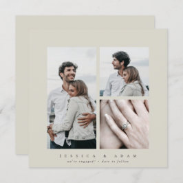 Anúncio do Noivado multifoto ao quadrado Elegante