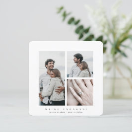 Anúncio do Noivado multifoto ao quadrado Elegante