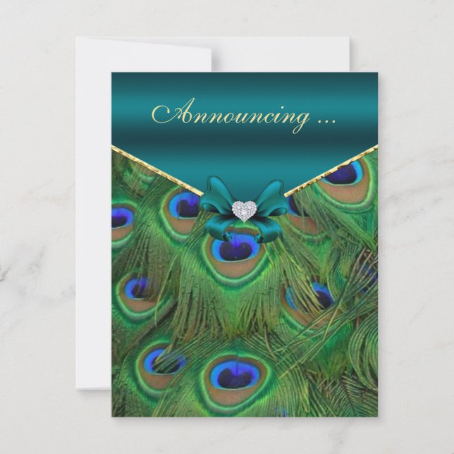 Anúncio do Noivado Teal Peacock (Frente)