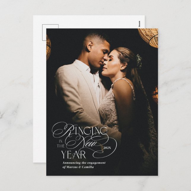 Anúncio do Noivado "Tocar no Ano Novo" (Frente/Verso)