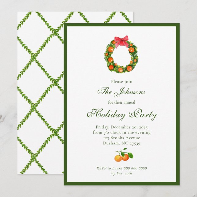 Anúncio do Partido Feriado de fruta Laranja (Frente/Verso)