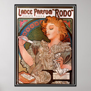 Anúncio do perfume de Alphonse Mucha do poster